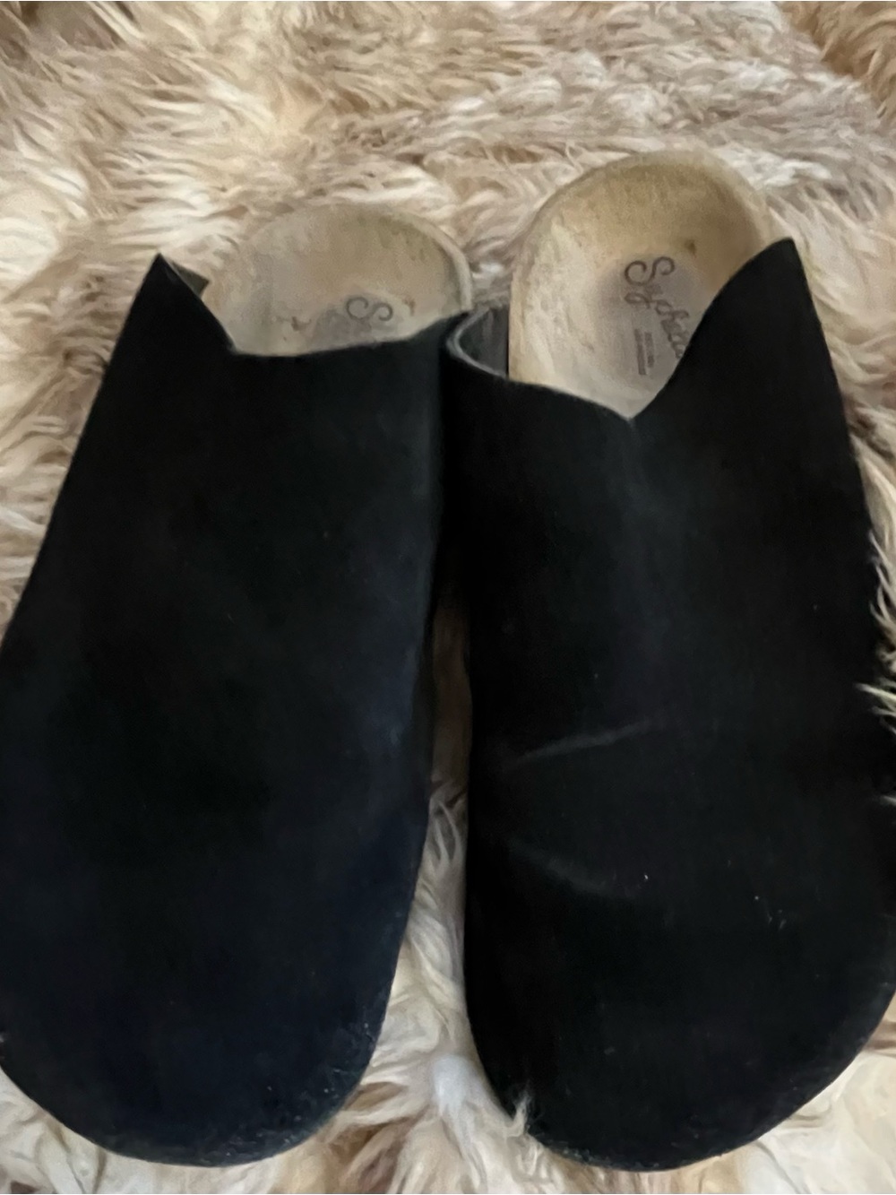 Seychelles black suede clog mules
